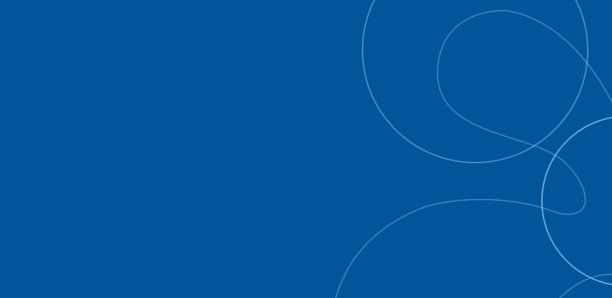 Blue background with thin, light, abstract curved lines forming loops and arcs on the right side, leaving the left side mostly empty.